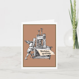 Vintage Letterpress Printer Birthday Greeting Card