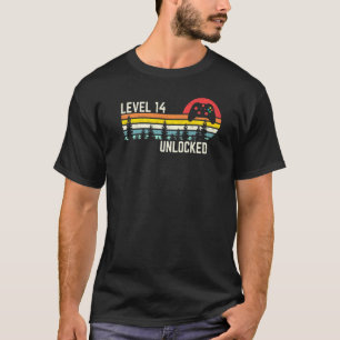 Vintage Level 14 Unlocked Video Gamers 14th Birthd T-Shirt
