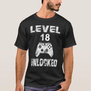 Vintage Level 18 Og Unlocked Gamer 18th Birthday T-Shirt