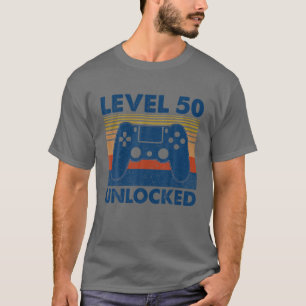 Vintage Level 50 Unlocked Funny Video Gamer 50th B T-Shirt