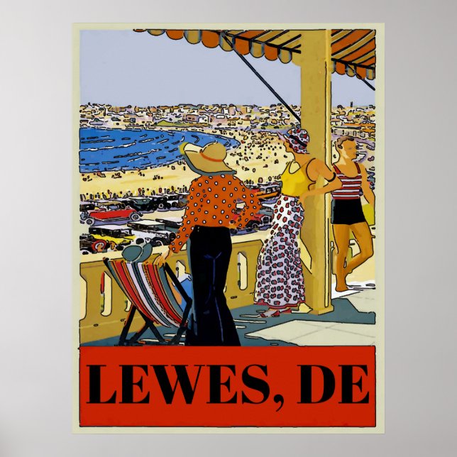 Vintage Lewes, DE, edit text, Poster (Front)