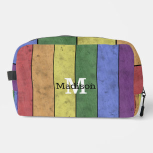 Vintage LGBT flag pride distresed rainbow Monogram Dopp Kit