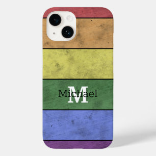 Vintage LGBT flag pride distressed black Monogram Case-Mate iPhone 14 Case
