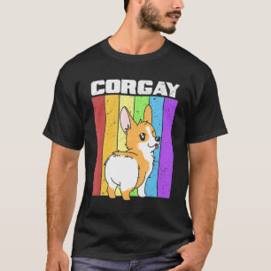 Vintage Lgbt Gay Pride Rainbow Flag Corgi Corgay P T-Shirt