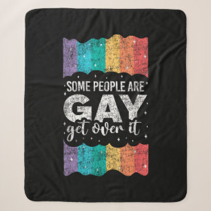 Vintage LGBT Pride Rainbow Some People Are Gay Get Sherpa Blanket