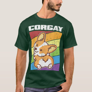 Vintage LGBTQ Gay Pride Rainbow Flag Corgi Corgay T-Shirt