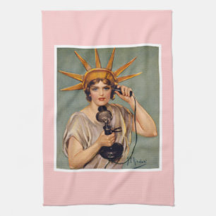 Vintage Liberty Calling Kitchen Towel