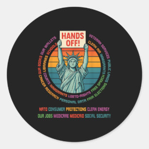 Vintage Liberty Statue Hands Off Freedom Protest R Classic Round Sticker