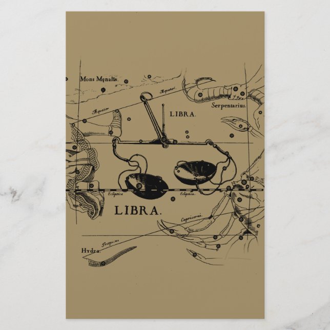 Vintage Libra Constellation Hevelius Style Stationery (Front)
