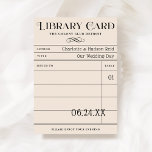 Vintage Library Book Card Wedding Escort Cards<br><div class="desc">These unique library card wedding escort / place cards are perfect for a vintage wedding or book themed event. Personalise the custom "stamped" looking text with your reception location, the bride and groom's names (as the Author), a custom title, and special instruction at the bottom. Black and warm white /...</div>