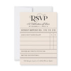 Vintage Library Book Card Wedding RSVP Card