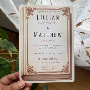 Vintage Library Book Cover Wedding Invitation