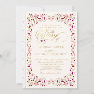 Vintage Library Book Story Fairy Tale Wedding Invitation