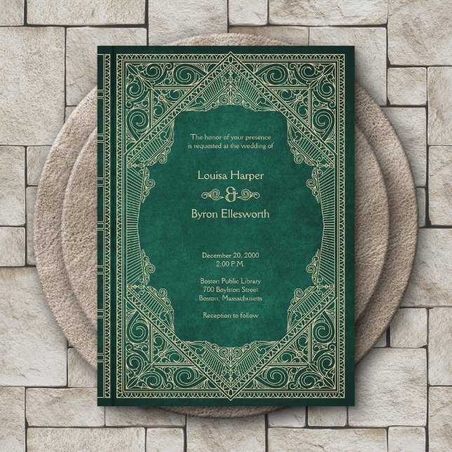 Vintage Library Book Wedding Invitation (Creator Uploaded)
