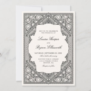 Vintage Library Book Wedding Invitation