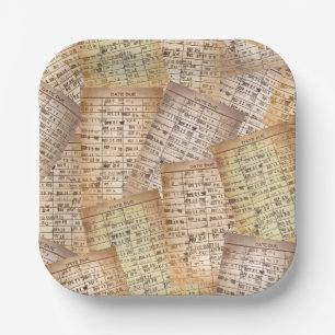 Vintage Library Card Collection Paper Plate