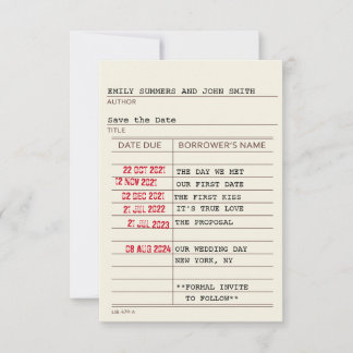 Vintage Library Card Save the Date