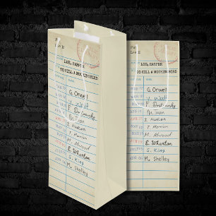 Vintage Library Card Wine Gift Bag