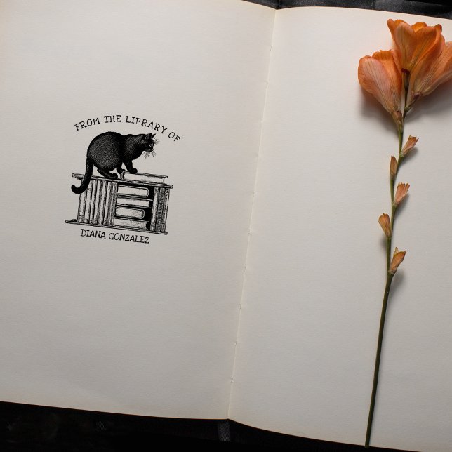  Vintage Library Cat Rubber Stamp (Creator Uploaded)