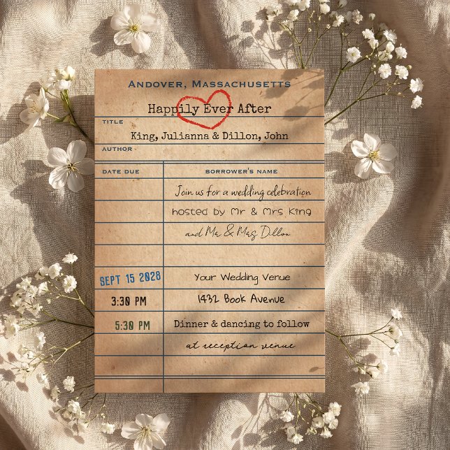 Vintage Library Checkout Card Style Wedding (Creator Uploaded)