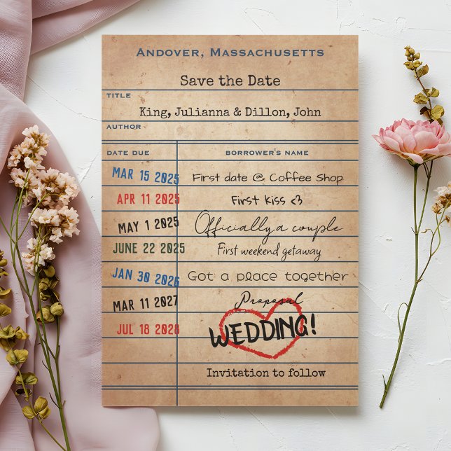 Vintage Library Checkout Card Style Wedding (Creator Uploaded)