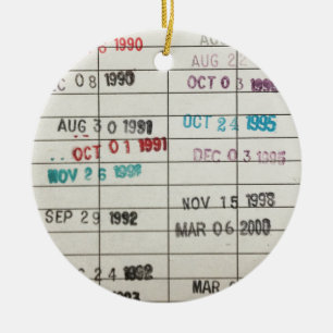 Vintage Library Due Date Cards Ceramic Tree Decoration