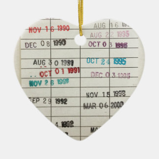 Vintage Library Due Date Cards Ceramic Tree Decoration