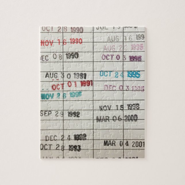Vintage Library Due Date Cards Jigsaw Puzzle (Vertical)