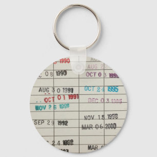 Vintage Library Due Date Cards Key Ring