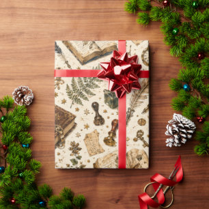Vintage Library Old Books Bookworm Wrapping Paper