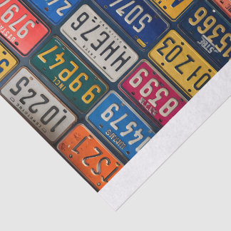 Vintage License Plate Tissue Paper