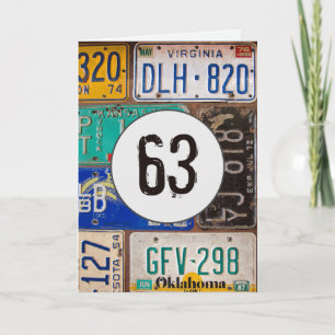 Vintage License Plates for 63rd Birthday Card
