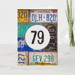 Vintage License Plates for 79th Birthday Card