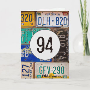 Vintage License Plates for 94th Birthday  Card