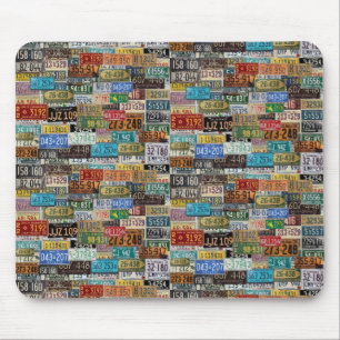 Vintage License Plates Mouse Pad