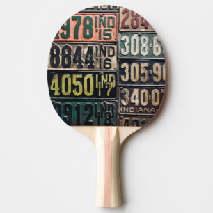 Vintage License Plates Ping Pong Paddle