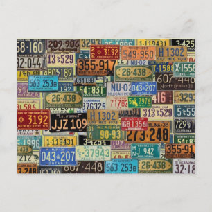 Vintage License Plates Postcard