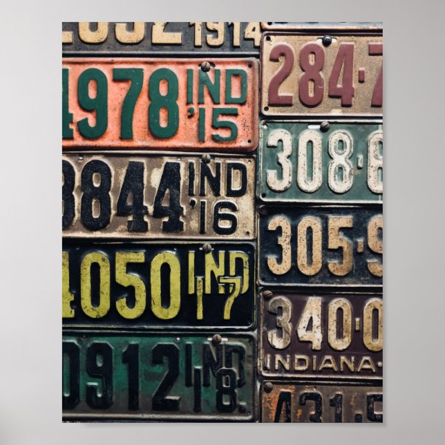 Vintage License Plates Poster (Front)