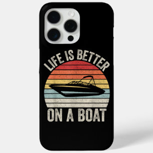 Vintage Life Is Better On A Boat Captain Boating P iPhone 15 Pro Max Case