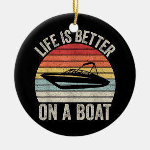Vintage Life Is Better On A Boat Captain Boating P Ceramic Tree Decoration
