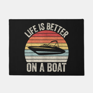 Vintage Life Is Better On A Boat Captain Boating P Doormat