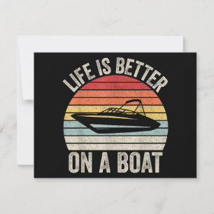Vintage Life Is Better On A Boat Captain Boating P Holiday Card
