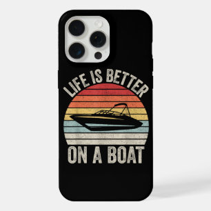 Vintage Life Is Better On A Boat Captain Boating P iPhone 15 Pro Max Case
