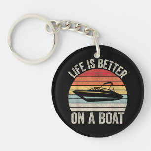 Vintage Life Is Better On A Boat Captain Boating P Key Ring