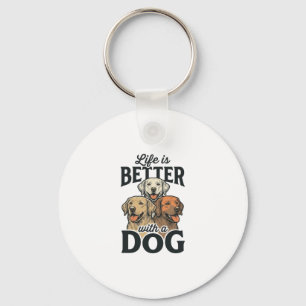 Vintage Life Is Better With a Dog Vector Design_1 Key Ring