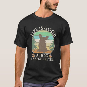 Vintage Life Is Good Dog Makes It Better Corgi T-Shirt