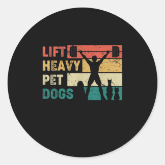 Vintage Lift Heavy Pet Dogs Funny Fitness Classic Round Sticker