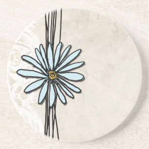 Vintage Light Blue Daisy Coaster