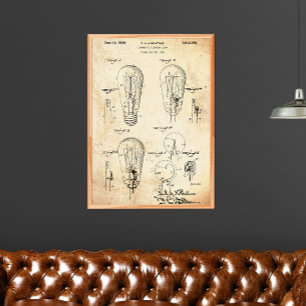 Vintage   Light Bulb Patent Poster