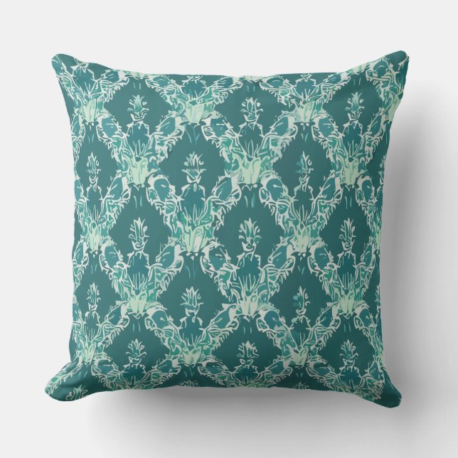 Vintage Light Emerald Green Leaves  Cushion (Front)